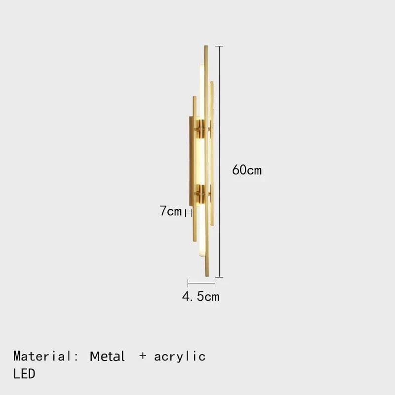 Applique Nordique LED de Luxe par un Designer Artiste pour Escalier Allée Salon Chambre Restaurant Luminaire | Marco Lucetti 60cm-Or / Lumière chaude (3000K)