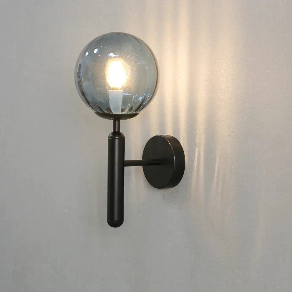 Applique nordique pour chambre moderne : Boule de verre LED pour éclairage mural salle de bain, miroir et escalier | Marco Lucetti Noir bleu