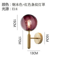 Applique nordique pour chambre moderne : Boule de verre LED pour éclairage mural salle de bain, miroir et escalier | Marco Lucetti Or Rouge