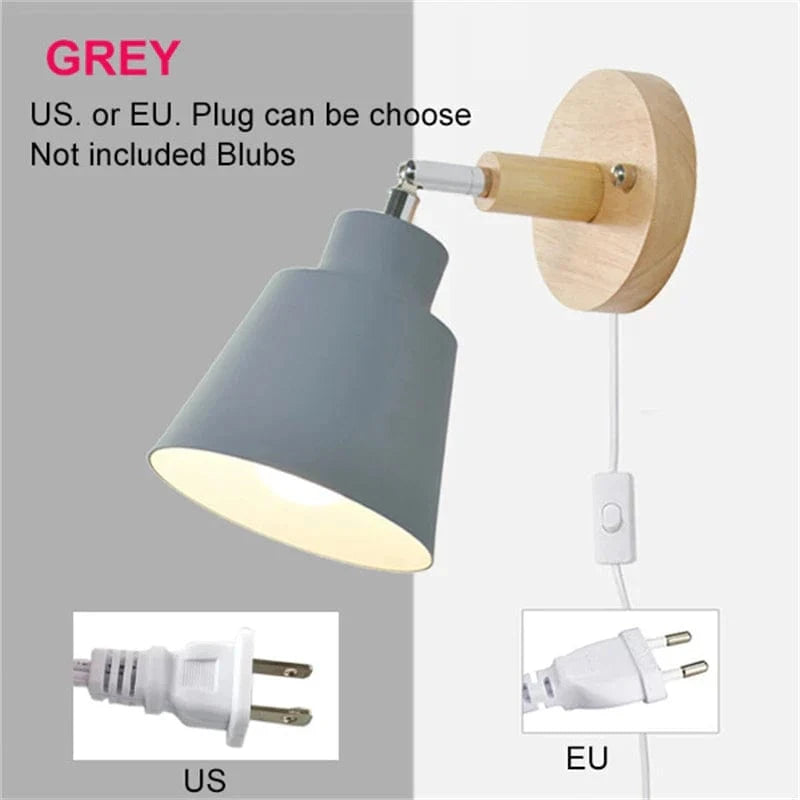 Applique Nordique Rotative avec Interrupteur Prise UE/US Macaron Classic | Marco Lucetti Gris-avec fiche / 6-10W / NOUS