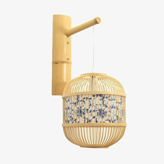 Applique suspendue japonaise en bambou vintage