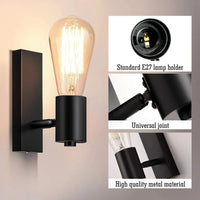 Applique Vintage 350 ° rotation métal noir E26 E27 pour une décoration moderne des espaces intérieurs | Marco Lucetti