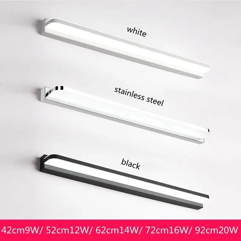 Appliques LED Modernes pour Miroir de Salle de Bain, 42/62/72/120cm, en Acier Inoxydable, Noir/Blanc, AC85-265V | Marco Lucetti