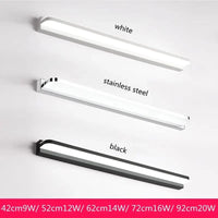 Appliques LED Modernes pour Miroir de Salle de Bain, 42/62/72/120cm, en Acier Inoxydable, Noir/Blanc, AC85-265V | Marco Lucetti