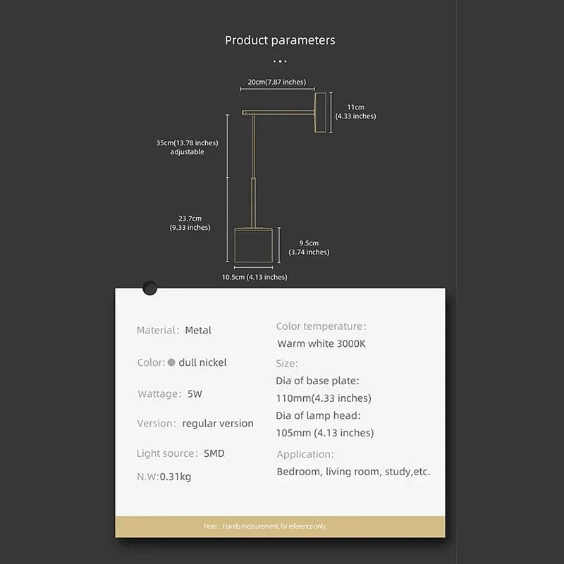 Appliques murales de luxe en Nickel avec LED 5W | Marco Lucetti Nickel mat / Blanc chaud (2700-3500K) / 5W