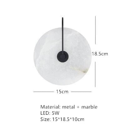 Appliques murales élégantes en marbre naturel | Marco Lucetti C-15cm-Noir / Blanc chaud (2700-3500K)