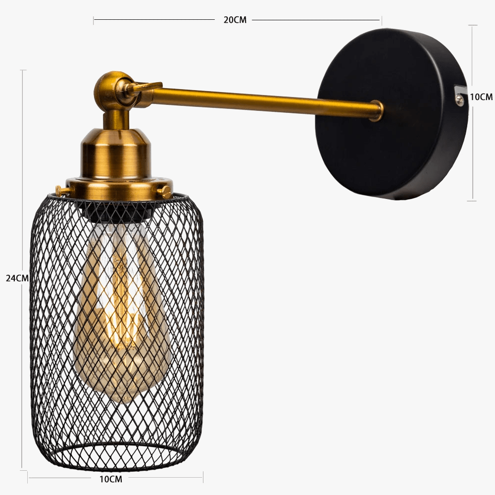 Appliques murales industrielles VentNet: Luminaires LED E27 en fer forgé pour salon et chambre | Marco Lucetti