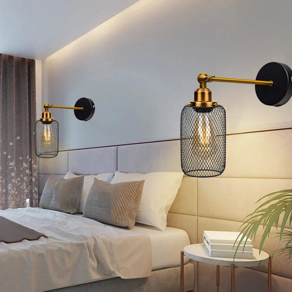 Appliques murales industrielles VentNet: Luminaires LED E27 en fer forgé pour salon et chambre | Marco Lucetti