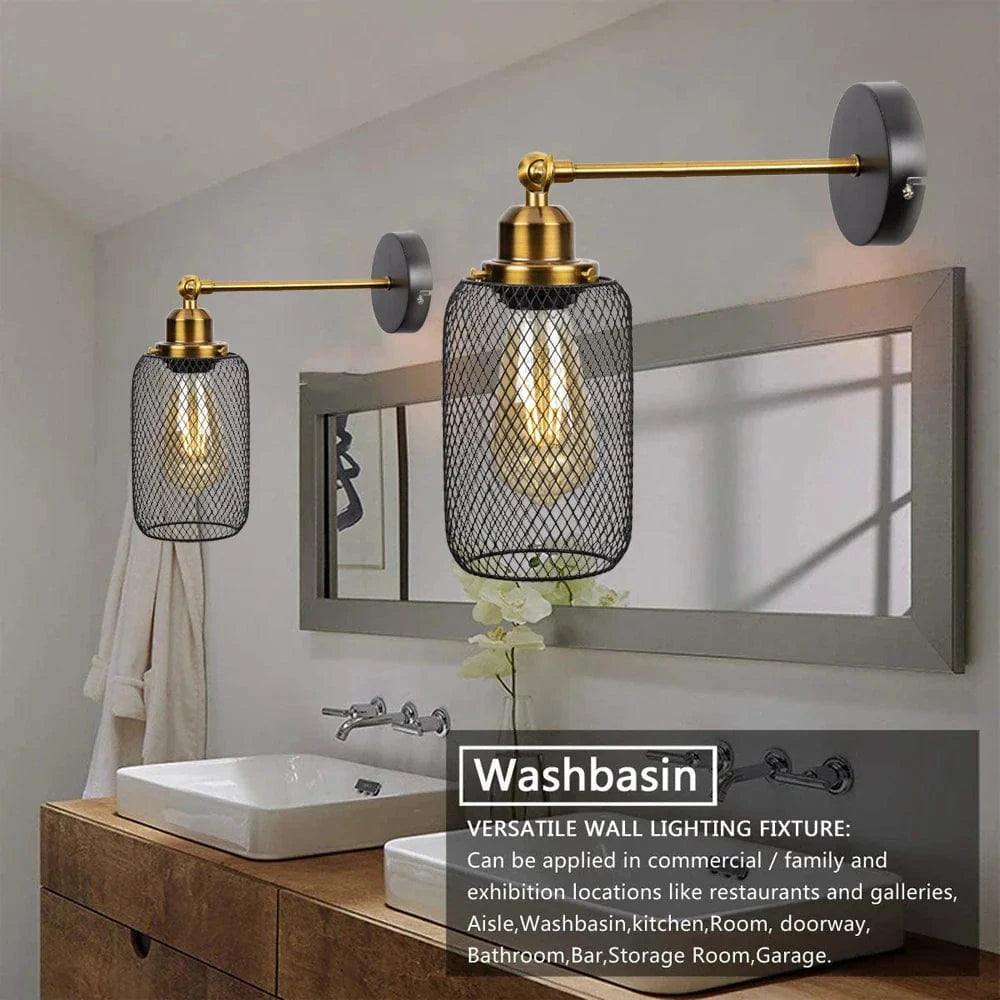 Appliques murales industrielles VentNet: Luminaires LED E27 en fer forgé pour salon et chambre | Marco Lucetti