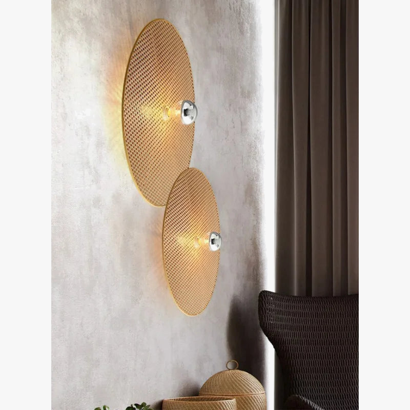 Appliques murales LED en rotin tissé style japonais Wabi-sabi