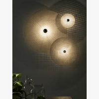 Appliques murales LED en rotin tissé Wabi-sabi de style japonais retro. | Marco Lucetti