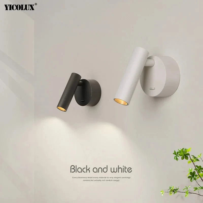 Appliques murales LED Rotatif - Design Moderne - Noir & Blanc - Idéal pour Salon, TV & Allée - Éclairage Intérieur Haut de Gamme | Marco Lucetti