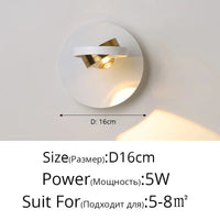 Appliques murales LED Rotatif - Design Moderne - Noir & Blanc - Idéal pour Salon, TV & Allée - Éclairage Intérieur Haut de Gamme | Marco Lucetti E Blanc 16cm / Blanc chaud Pas de télécommande