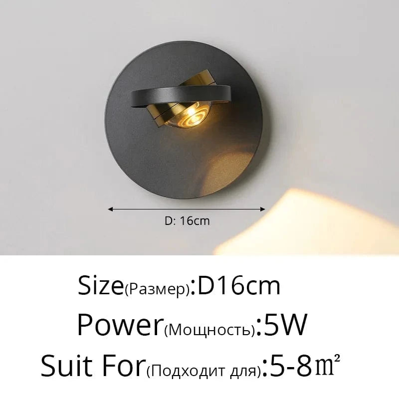 Appliques murales LED Rotatif - Design Moderne - Noir & Blanc - Idéal pour Salon, TV & Allée - Éclairage Intérieur Haut de Gamme | Marco Lucetti E Noir 16cm / Blanc chaud Pas de télécommande