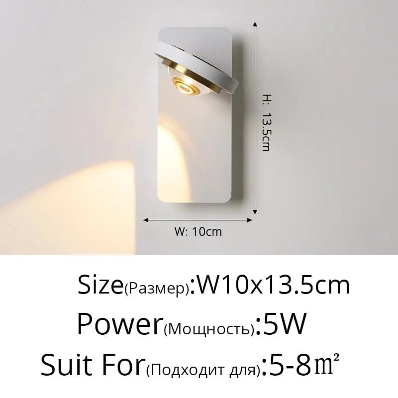 Appliques murales LED Rotatif - Design Moderne - Noir & Blanc - Idéal pour Salon, TV & Allée - Éclairage Intérieur Haut de Gamme | Marco Lucetti F Blanc 10x13,5cm / Blanc chaud Pas de télécommande