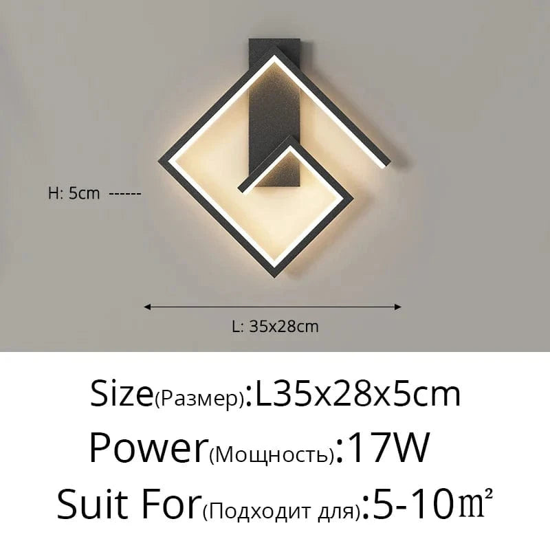 Appliques murales modernes pour allées et escaliers, style minimaliste | Marco Lucetti C Noir L35x28cm 17W / Blanc froid (5 500-7 000 K).