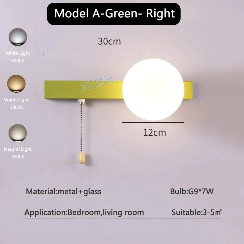 Appliques murales nordiques colorées | Marco Lucetti Ae droite verte / 3 Température de couleur