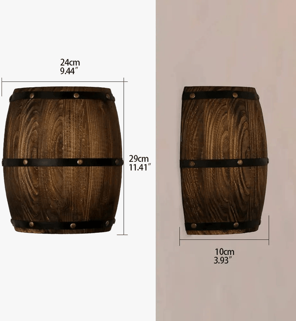 Appliques murales rétro en forme de tonneau boisé | Marco Lucetti