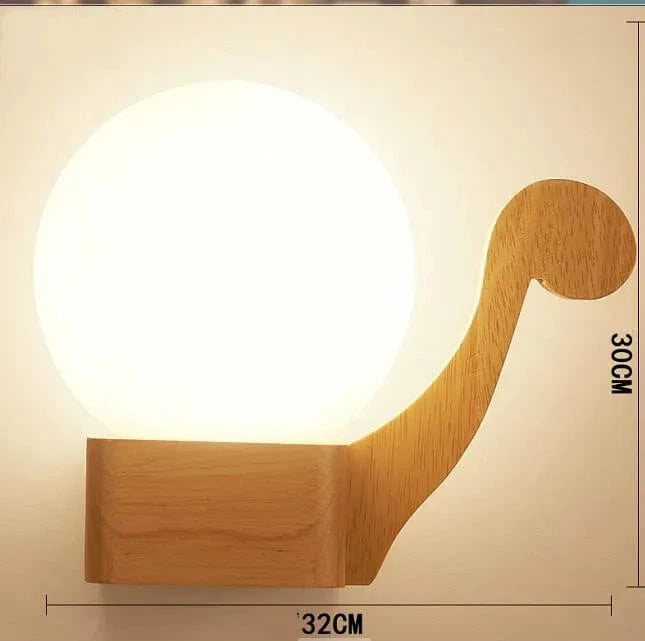 ArtPad - Applique Murale Scandinave Bois Abat-jour Verre Décoration Intérieure LED | Marco Lucetti 11 / AC220V