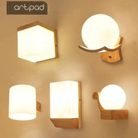 ArtPad - Applique Murale Scandinave Bois Abat-jour Verre Décoration Intérieure LED | Marco Lucetti