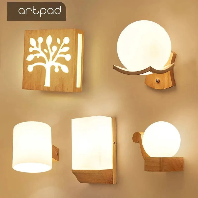 ArtPad - Applique Murale Scandinave Bois Abat-jour Verre Décoration Intérieure LED | Marco Lucetti
