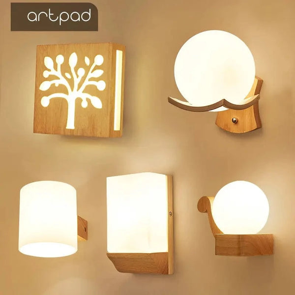 ArtPad - Applique Murale Scandinave Bois Abat-jour Verre Décoration Intérieure LED | Marco Lucetti