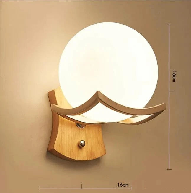 ArtPad - Applique Murale Scandinave Bois Abat-jour Verre Décoration Intérieure LED | Marco Lucetti 8 / AC110V