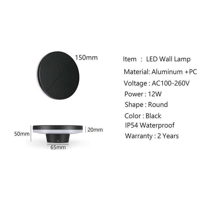 Applique murale LED ronde étanche avec lumière arrière