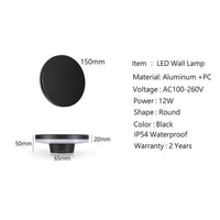 Applique murale LED ronde étanche avec lumière arrière