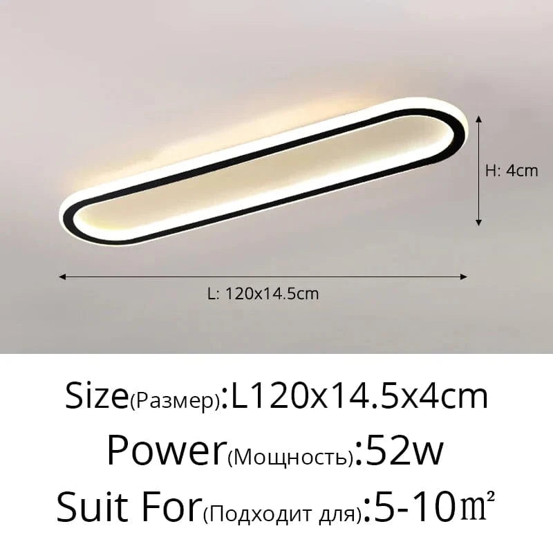 Bande LED moderne plafonniers pour éclairage intérieur chic et élégant | Marco Lucetti Noir 120cm / Blanc chaud