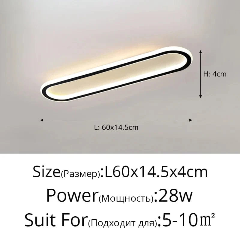 Bande LED moderne plafonniers pour éclairage intérieur chic et élégant | Marco Lucetti Noir 60cm / Blanc chaud