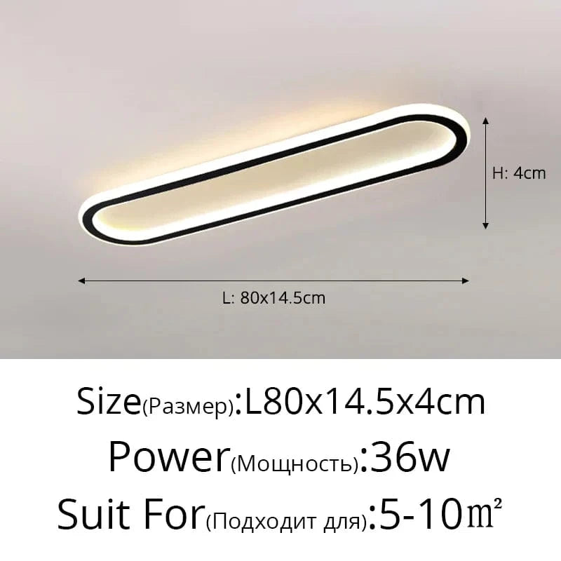 Bande LED moderne plafonniers pour éclairage intérieur chic et élégant | Marco Lucetti Noir 80cm / Blanc chaud