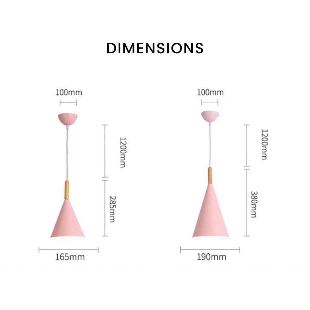 Bar - Suspension conique design en métal coloré et bois | Marco Lucetti Rose - S