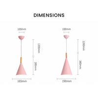 Bar - Suspension conique design en métal coloré et bois | Marco Lucetti Rose - S