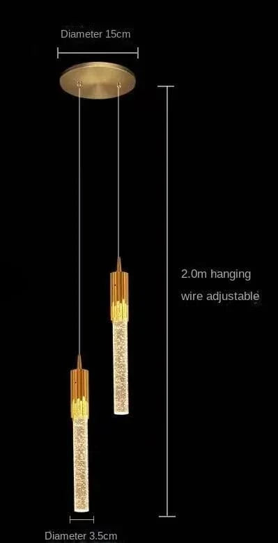 Barre de LED en cristal - Luminaires Suspendus Modernes | Lampes de Chevet Créatives | Marco Lucetti Double tête en or / Blanc froid