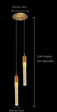 Barre de LED en cristal - Luminaires Suspendus Modernes | Lampes de Chevet Créatives | Marco Lucetti Double tête en or / Blanc froid