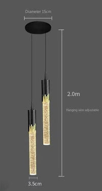 Barre de LED en cristal - Luminaires Suspendus Modernes | Lampes de Chevet Créatives | Marco Lucetti Double tête noire / Blanc froid