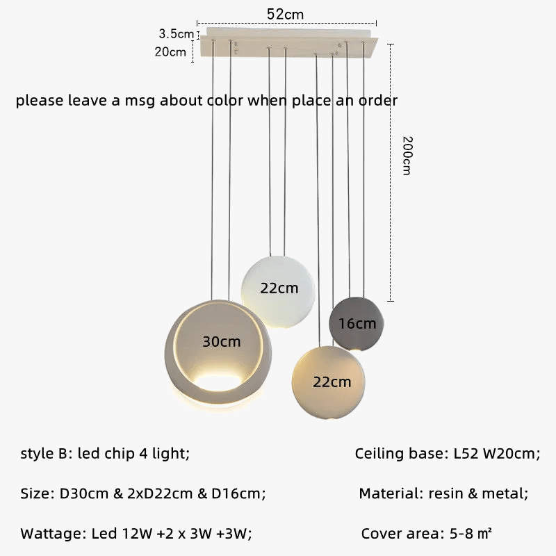 Barre nordique - Suspension LED - Lumière moderne - Canapé goutte - Lumière ronde - Résine - Lustre lampe suspendue - Salle à manger - Suspension LED luminaires | Marco Lucetti