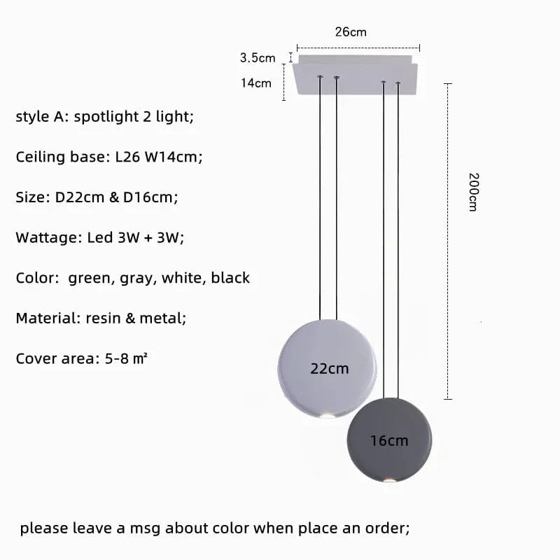 Barre nordique - Suspension LED - Lumière moderne - Canapé goutte - Lumière ronde - Résine - Lustre lampe suspendue - Salle à manger - Suspension LED luminaires | Marco Lucetti Modèle A 2 lumière / Corps blanc