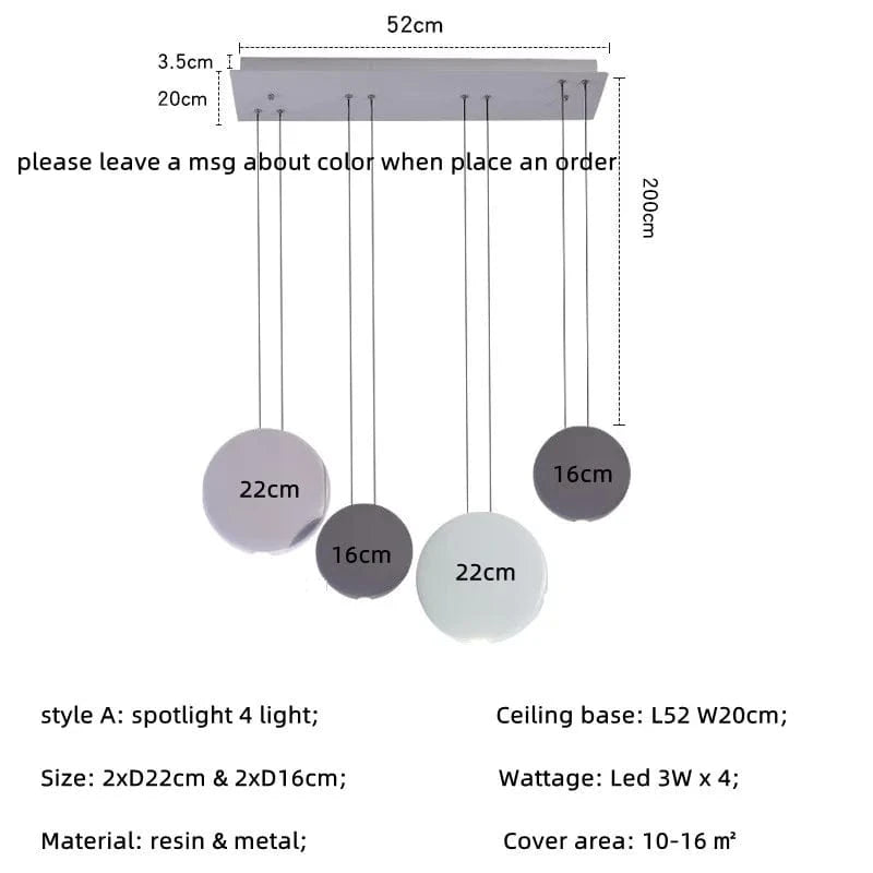 Barre nordique - Suspension LED - Lumière moderne - Canapé goutte - Lumière ronde - Résine - Lustre lampe suspendue - Salle à manger - Suspension LED luminaires | Marco Lucetti Modèle A 4 lumières / Corps blanc