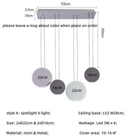 Barre nordique - Suspension LED - Lumière moderne - Canapé goutte - Lumière ronde - Résine - Lustre lampe suspendue - Salle à manger - Suspension LED luminaires | Marco Lucetti Modèle A 4 lumières / Corps blanc