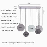 Barre nordique - Suspension LED - Lumière moderne - Canapé goutte - Lumière ronde - Résine - Lustre lampe suspendue - Salle à manger - Suspension LED luminaires | Marco Lucetti Modèle A 5 lumière / Corps blanc