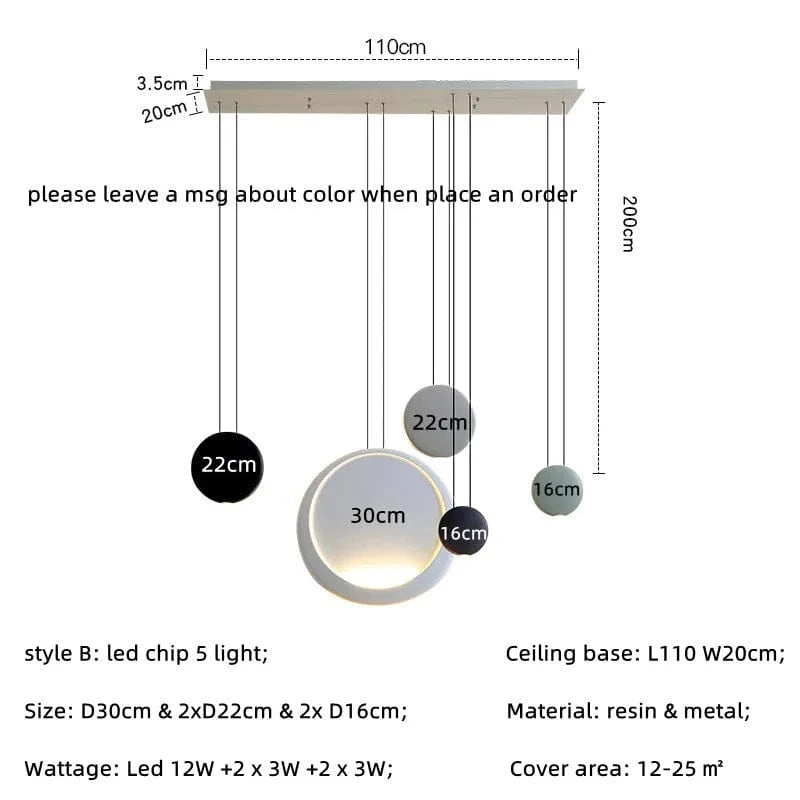 Barre nordique - Suspension LED - Lumière moderne - Canapé goutte - Lumière ronde - Résine - Lustre lampe suspendue - Salle à manger - Suspension LED luminaires | Marco Lucetti Modèle B 5 léger / Corps vert