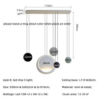 Barre nordique - Suspension LED - Lumière moderne - Canapé goutte - Lumière ronde - Résine - Lustre lampe suspendue - Salle à manger - Suspension LED luminaires | Marco Lucetti Modèle B 5 léger / Corps vert