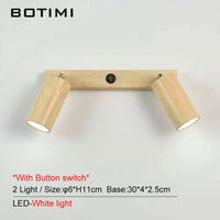 Botimi - Applique murale nordique en fer avec bouton-poussoir en imitation bois | Marco Lucetti 2-bouton de lumière blanche