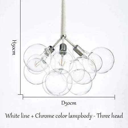  Boule de verre bulle Lustre de Haute Qualité - Lampe Suspendue LED Design - Décoration d'Intérieur | Marco Lucetti Chrome blanc 3 têtes