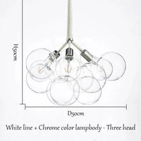 Boule de verre bulle Lustre de Haute Qualité - Lampe Suspendue LED Design - Décoration d'Intérieur | Marco Lucetti Chrome blanc 3 têtes