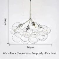  Boule de verre bulle Lustre de Haute Qualité - Lampe Suspendue LED Design - Décoration d'Intérieur | Marco Lucetti Chrome blanc 4 têtes
