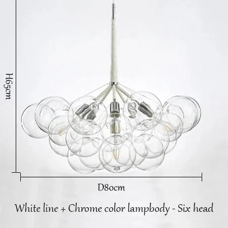  Boule de verre bulle Lustre de Haute Qualité - Lampe Suspendue LED Design - Décoration d'Intérieur | Marco Lucetti Chrome blanc 6 têtes