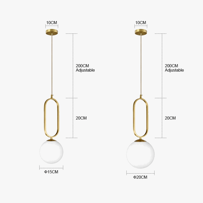 Boule de verre nordique - Lustre moderne pour luminaires de cuisine - Lampes suspendues  | Marco Lucetti